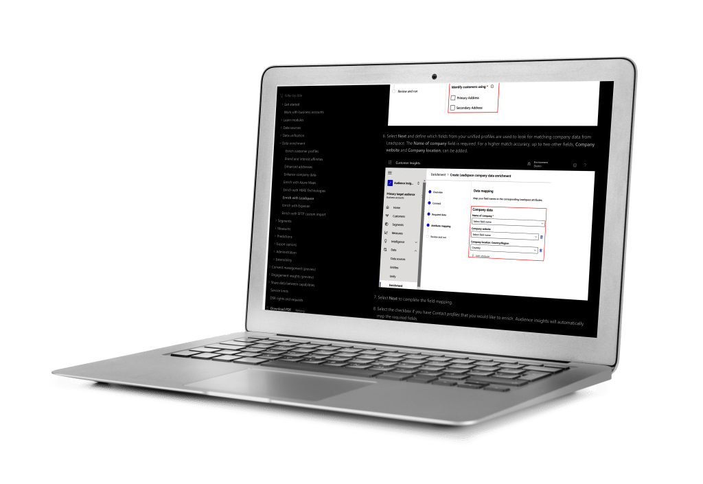 Laptop showing graph for enriching Microsoft Dynamics