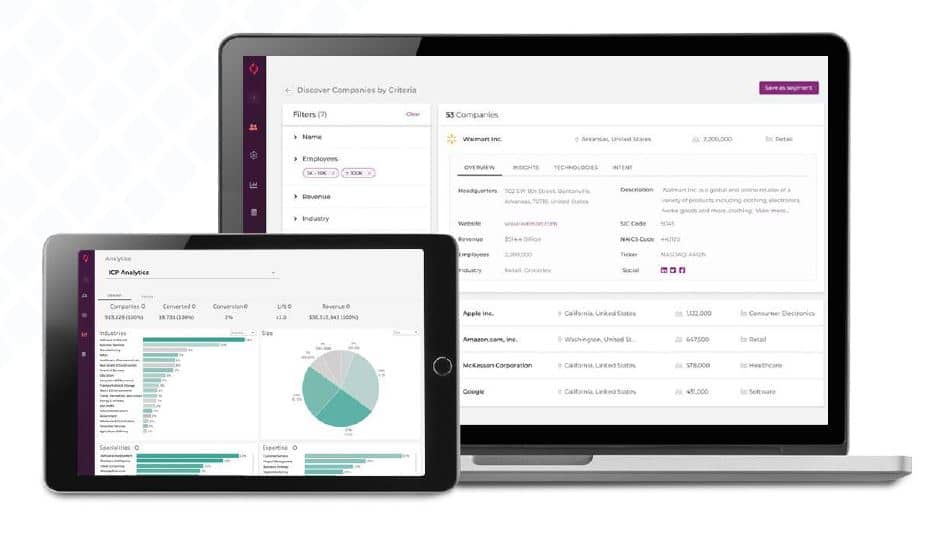 Leadspace fact sheets on tablet and laptop