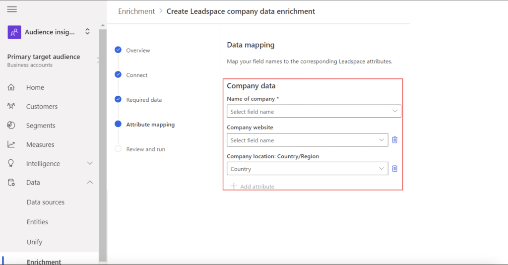 Company enrichment user interface