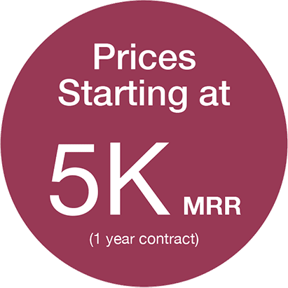 Sticker that says Prices starting at $5k MRR (1 Year Contract)