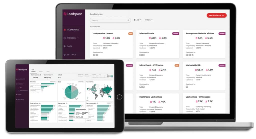 Leadspace dashboards on laptop and tablet